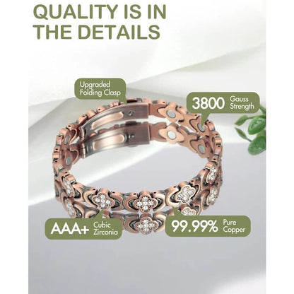 GlamClover Infinity Clover Copper Magnetic Bracelet with Adjuster