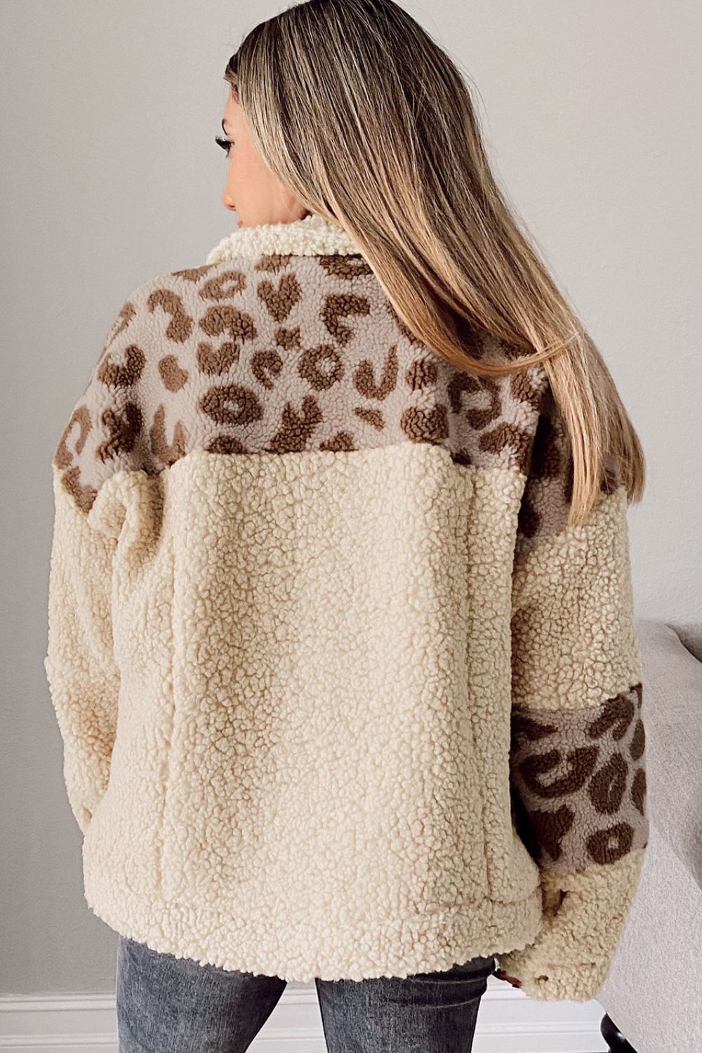 Leopard PatchworkSherpa Jacket