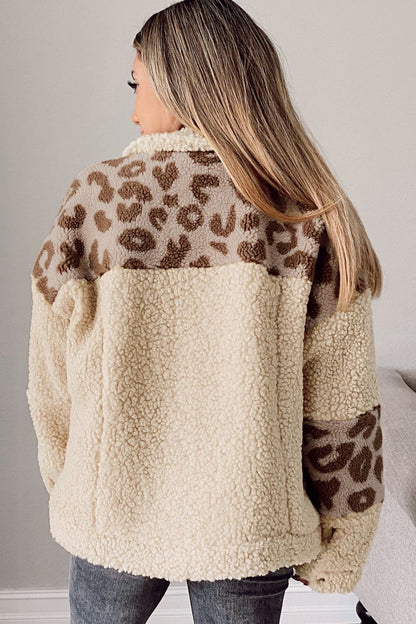 Leopard PatchworkSherpa Jacket