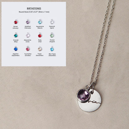 Personalized Name Birthstone Pendant