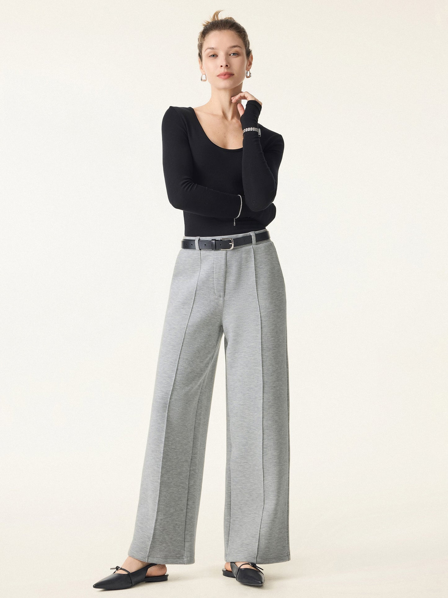 High Waisted Straight Leg Pull On Pant