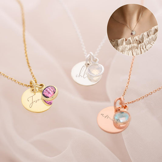 Personalized Name Birthstone Pendant