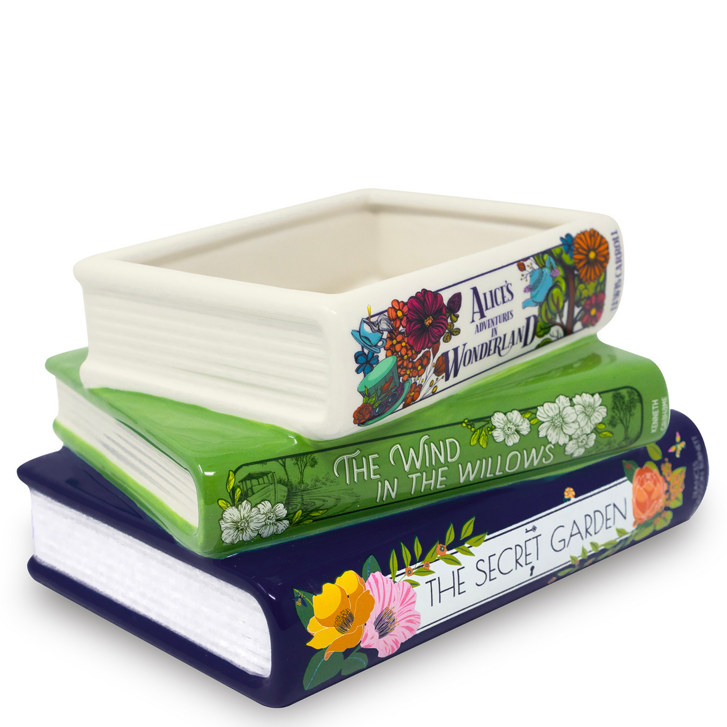Stacked Books Planter,  Whimsical Classics