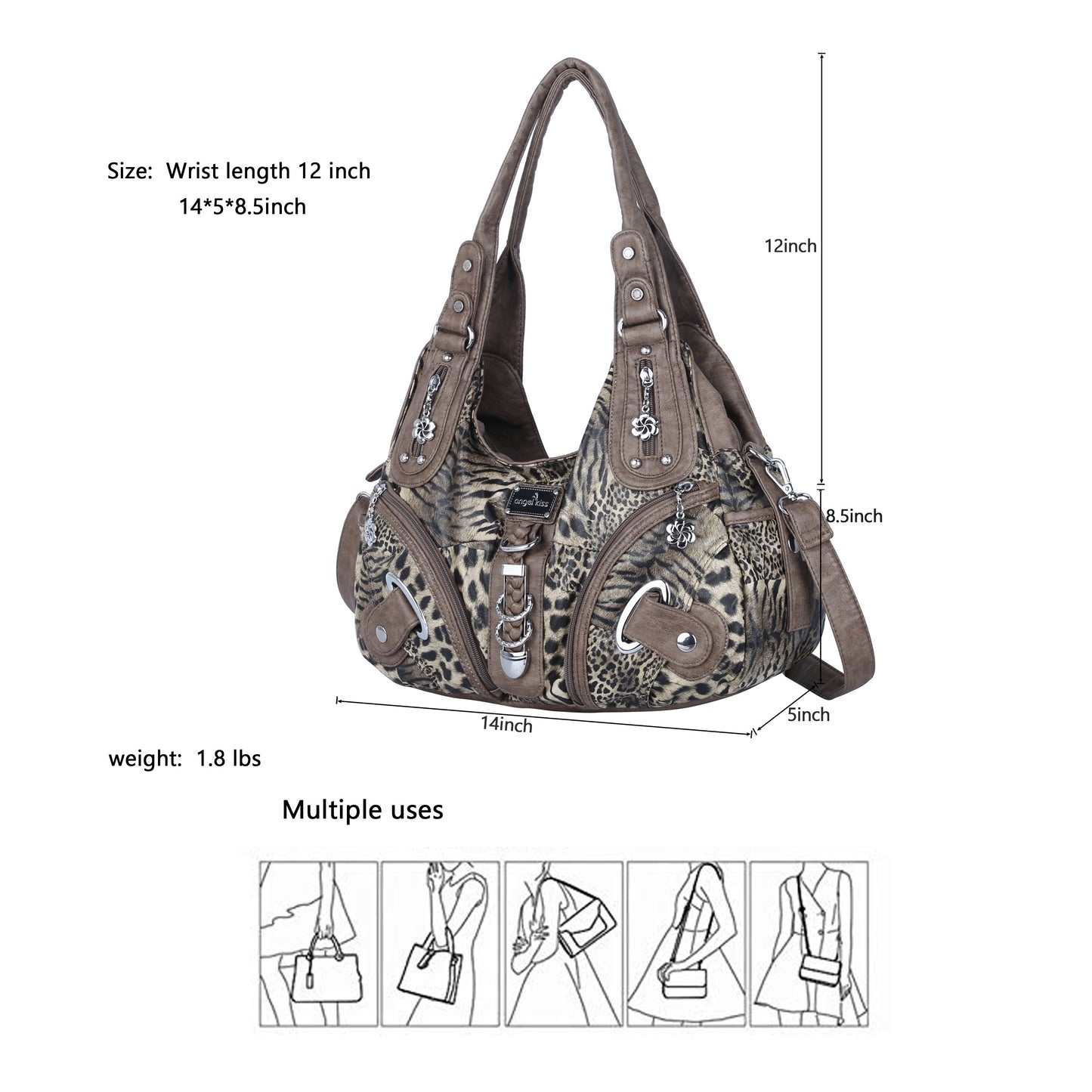 Urban Hobo Shoulder Handbag (Leopard Release)