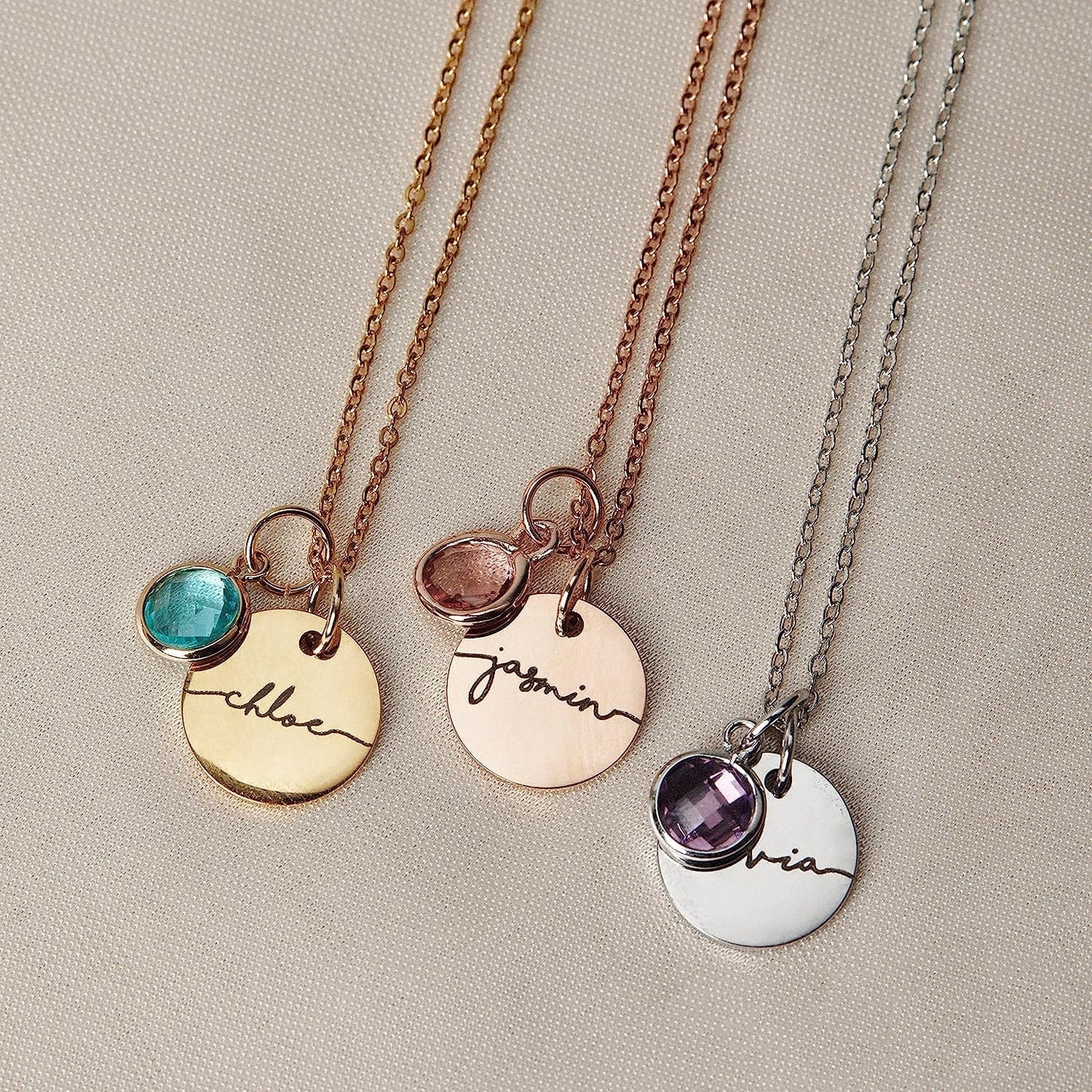 Personalized Name Birthstone Pendant