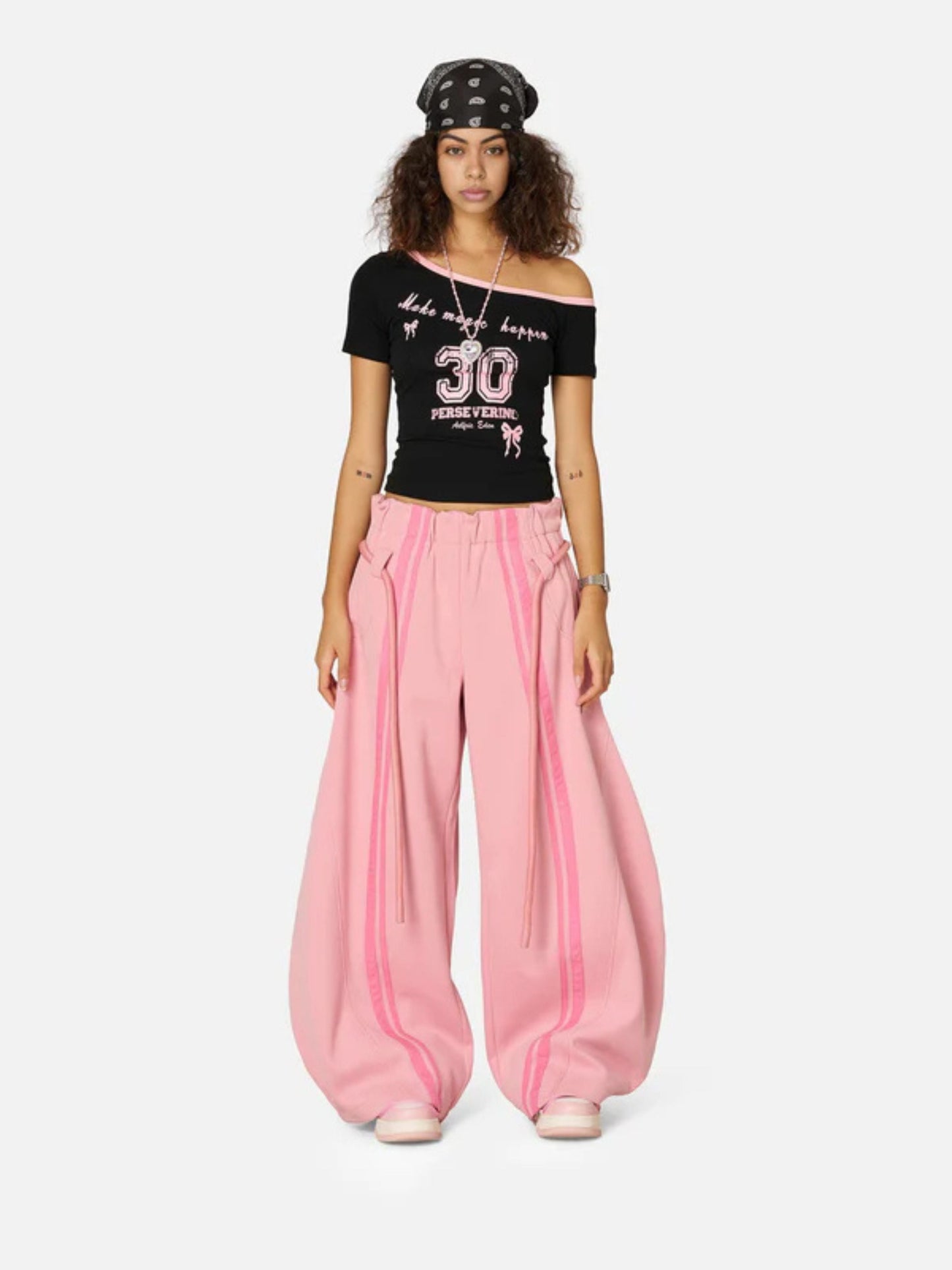 Stripe Baggy Barrel Sweatpants