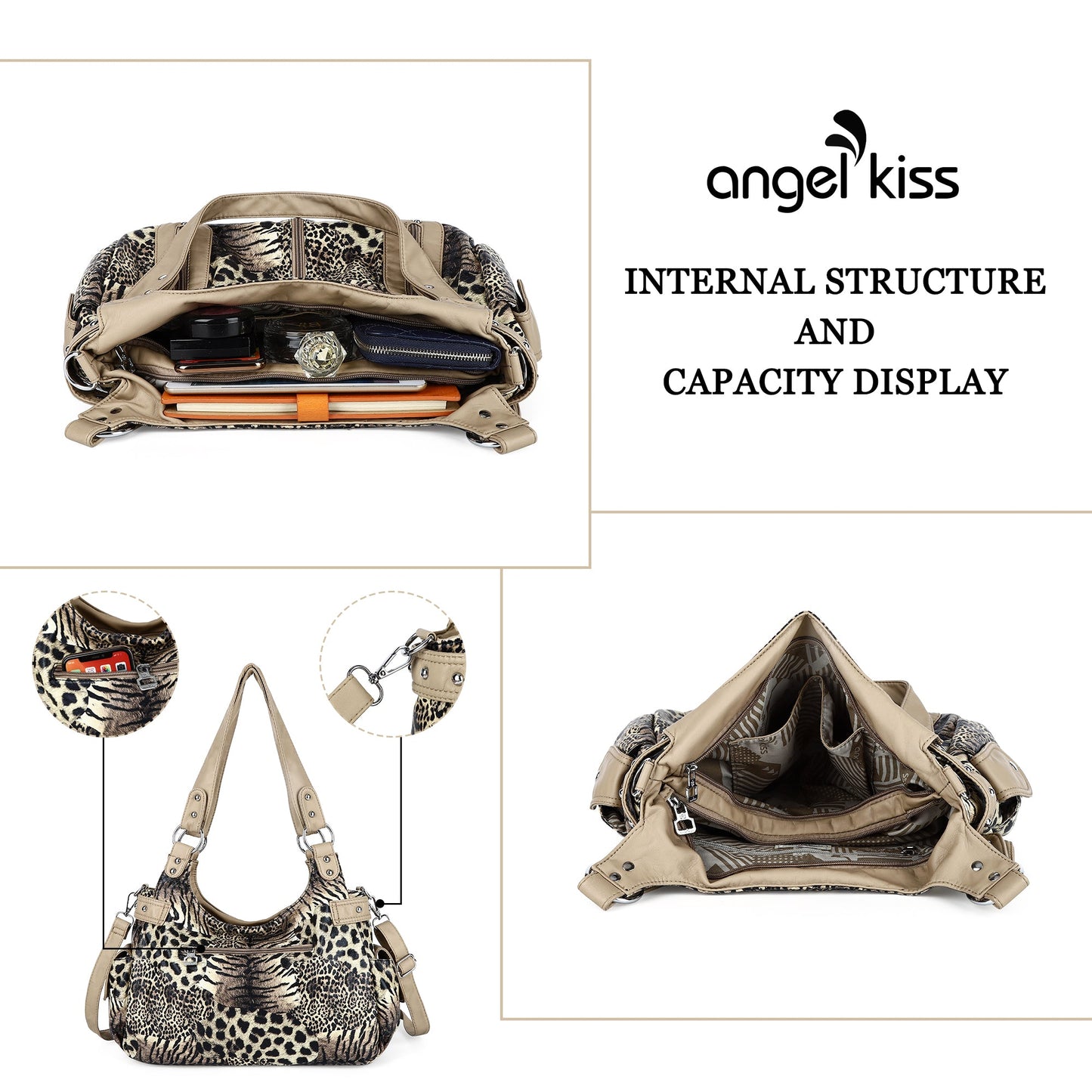 Fashion women large capacity leopard print shoulder bag vagrant bag