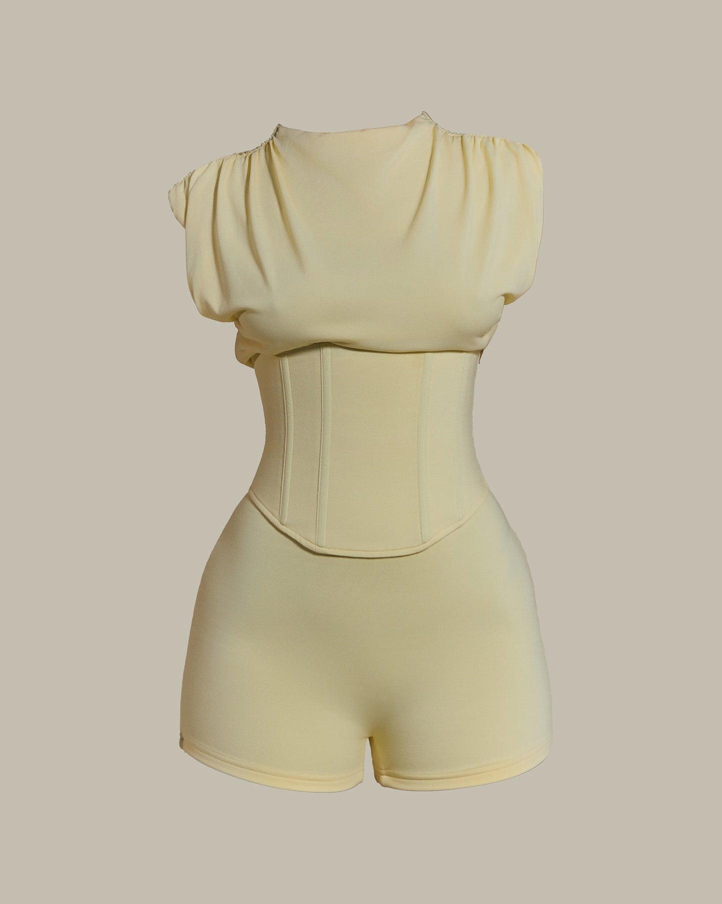 The Sandra Corset Playsuit in Butter Yellow