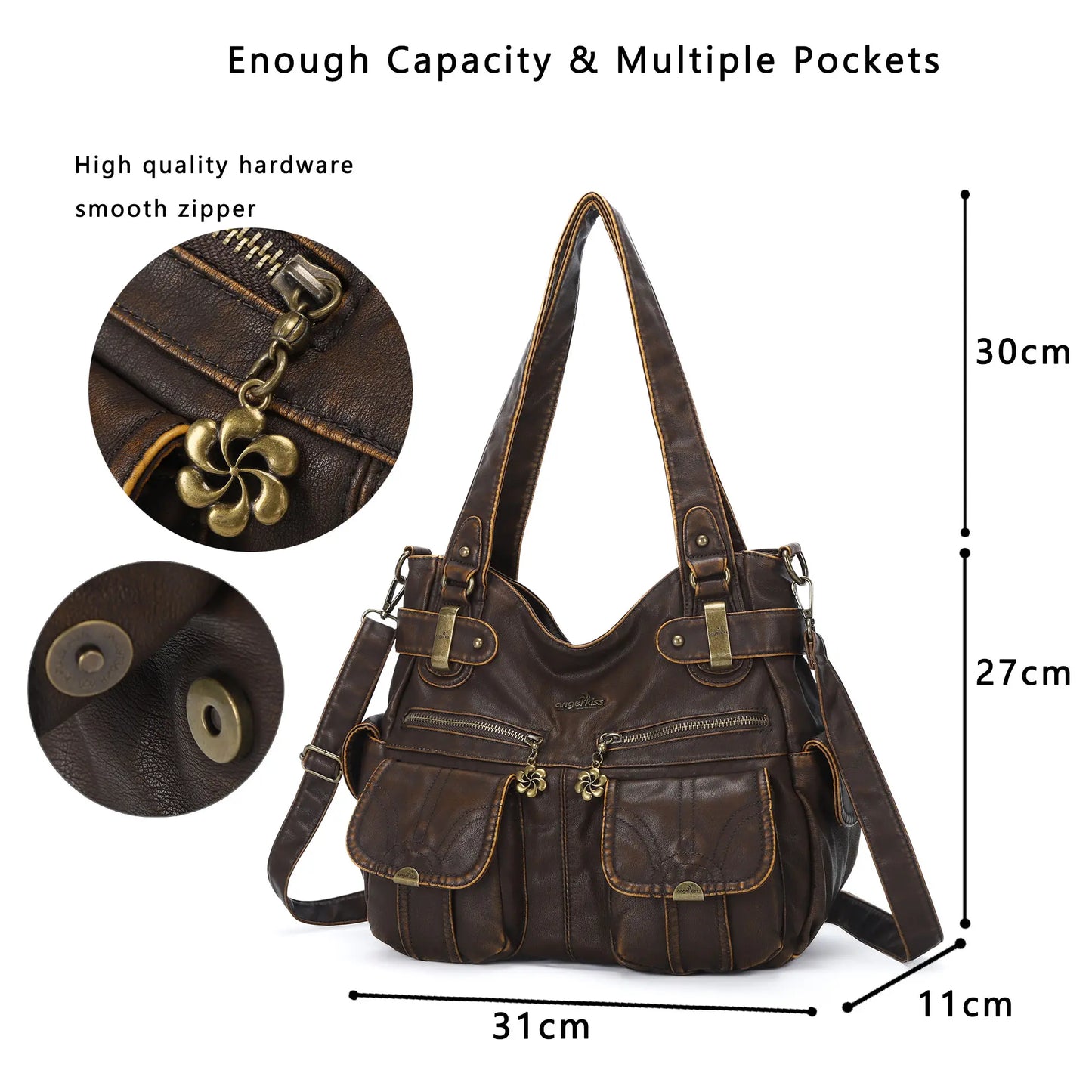 Versatile Women's Bag｜Soft Vegan Leather Multi-Pocket  Crossbody Shoulder