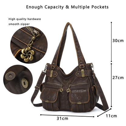 Versatile Women's Bag｜Soft Vegan Leather Multi-Pocket  Crossbody Shoulder