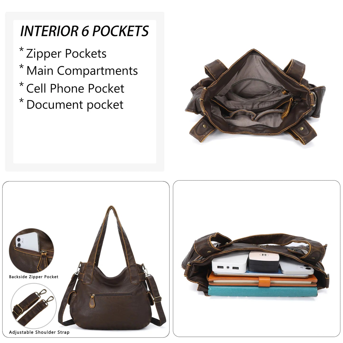 Versatile Women's Bag｜Soft Vegan Leather Multi-Pocket  Crossbody Shoulder