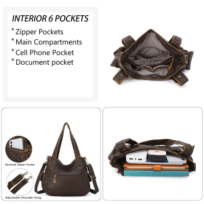 Versatile Women's Bag｜Soft Vegan Leather Multi-Pocket  Crossbody Shoulder