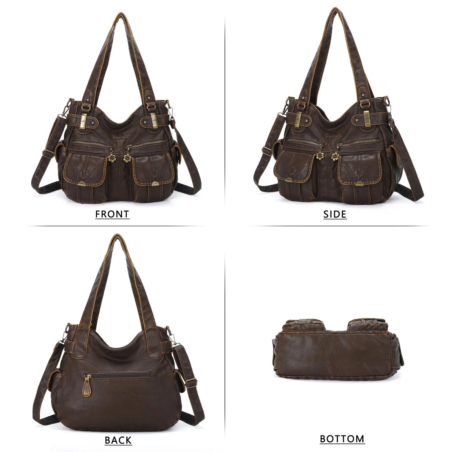 Versatile Women's Bag｜Soft Vegan Leather Multi-Pocket  Crossbody Shoulder