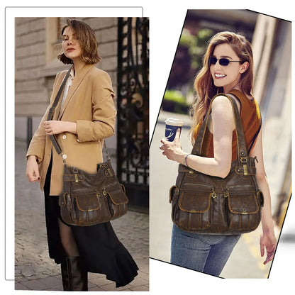 Versatile Women's Bag｜Soft Vegan Leather Multi-Pocket  Crossbody Shoulder