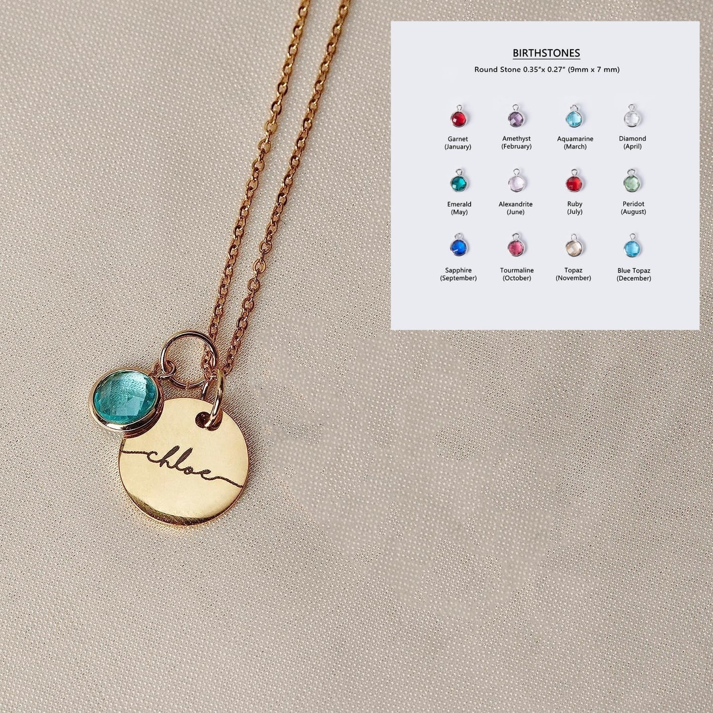 Personalized Name Birthstone Pendant