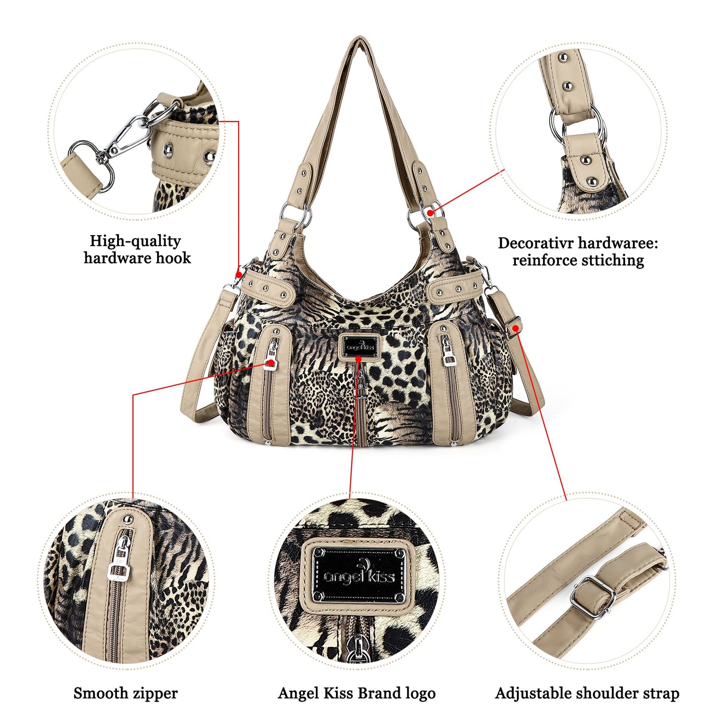 Fashion women large capacity leopard print shoulder bag vagrant bag