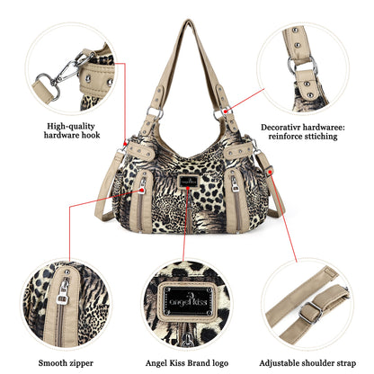 Fashion women large capacity leopard print shoulder bag vagrant bag