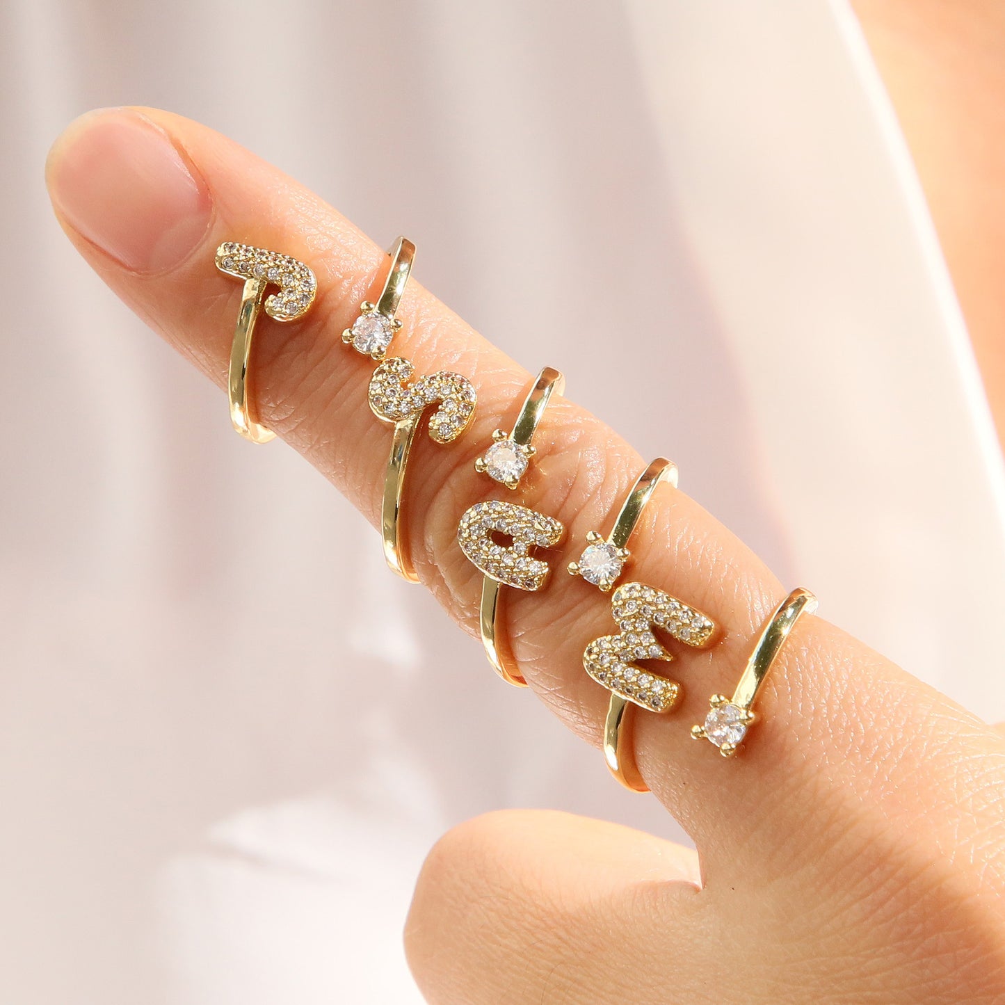 Retro Pavé Initial Ring
