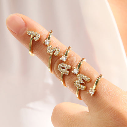 Retro Pavé Initial Ring