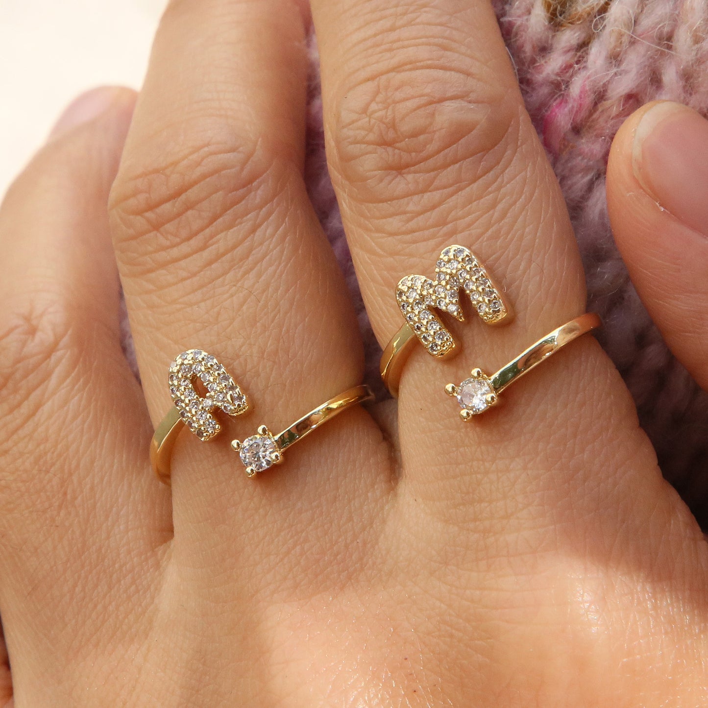 Retro Pavé Initial Ring