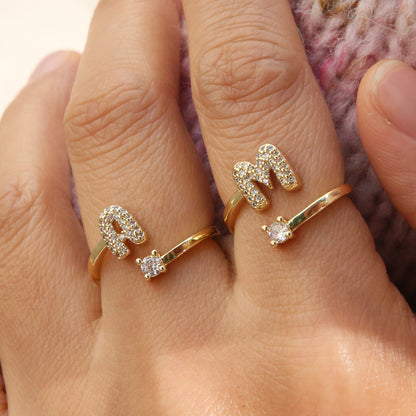 Retro Pavé Initial Ring