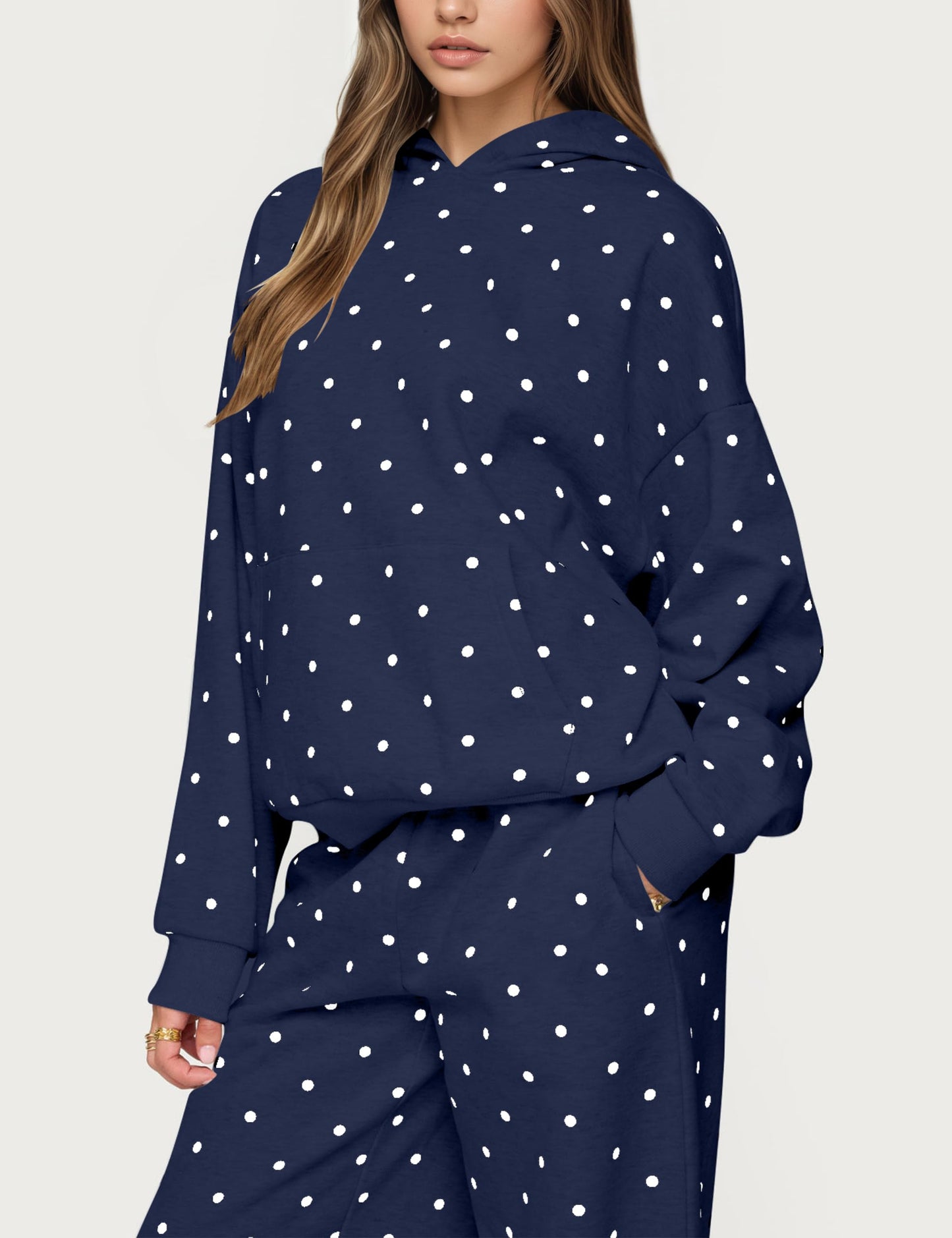 Polka Dot Hoodie and Sweatpants Set