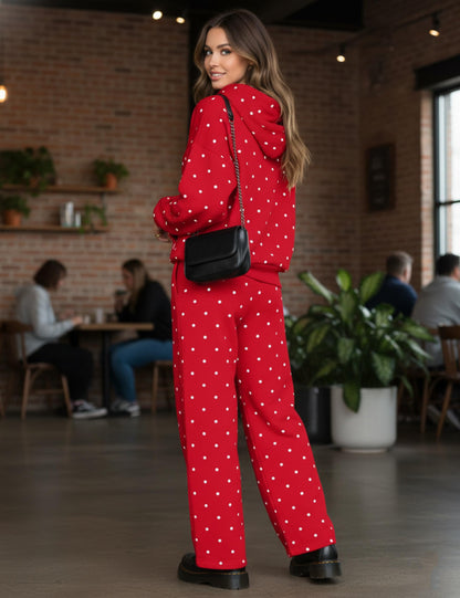 Polka Dot Hoodie and Sweatpants Set