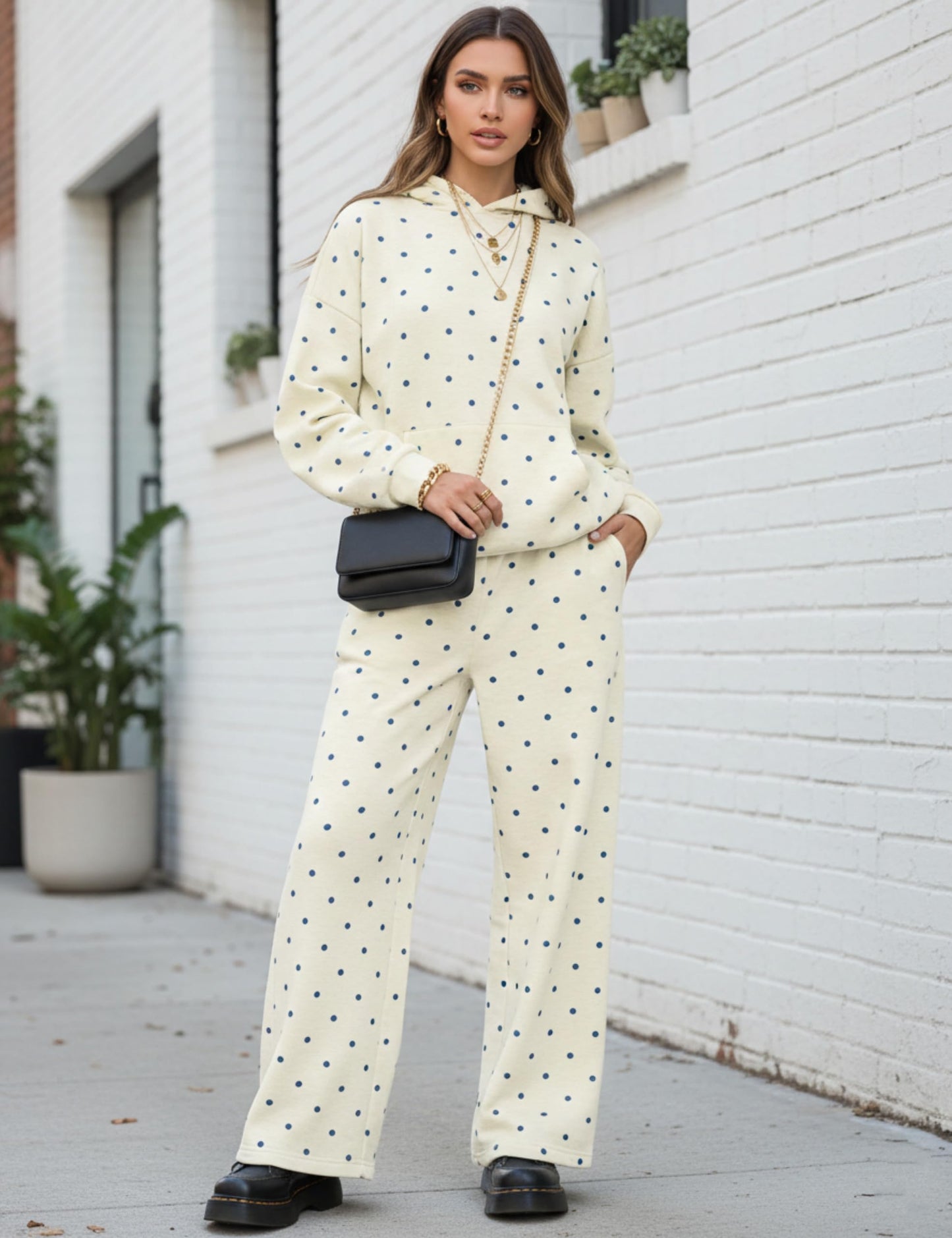 Polka Dot Hoodie and Sweatpants Set