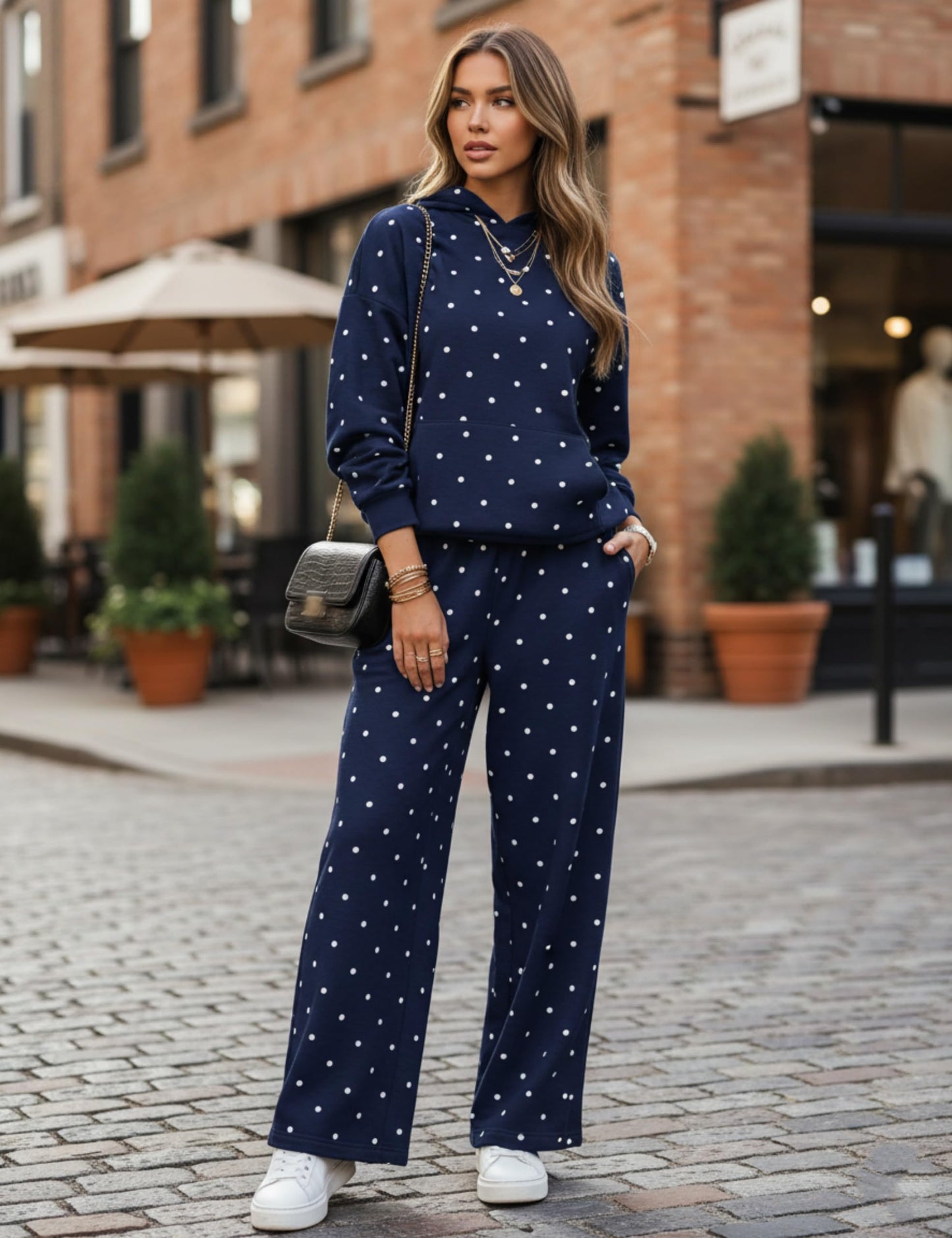 Polka Dot Hoodie and Sweatpants Set