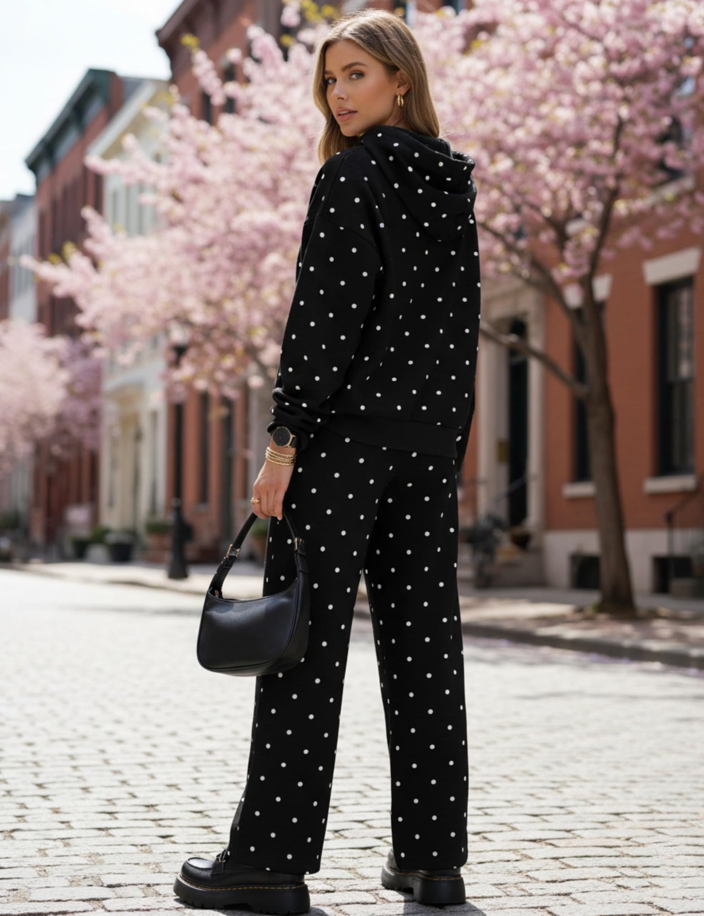 Polka Dot Hoodie and Sweatpants Set