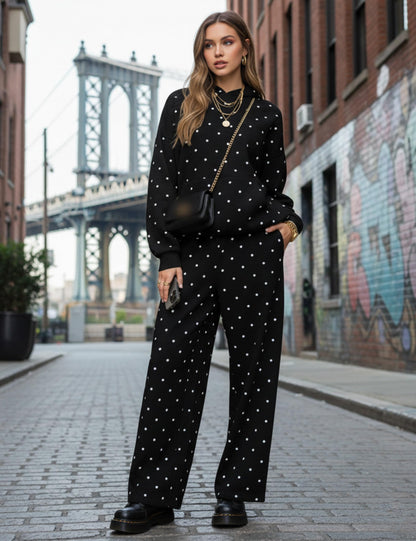 Polka Dot Hoodie and Sweatpants Set