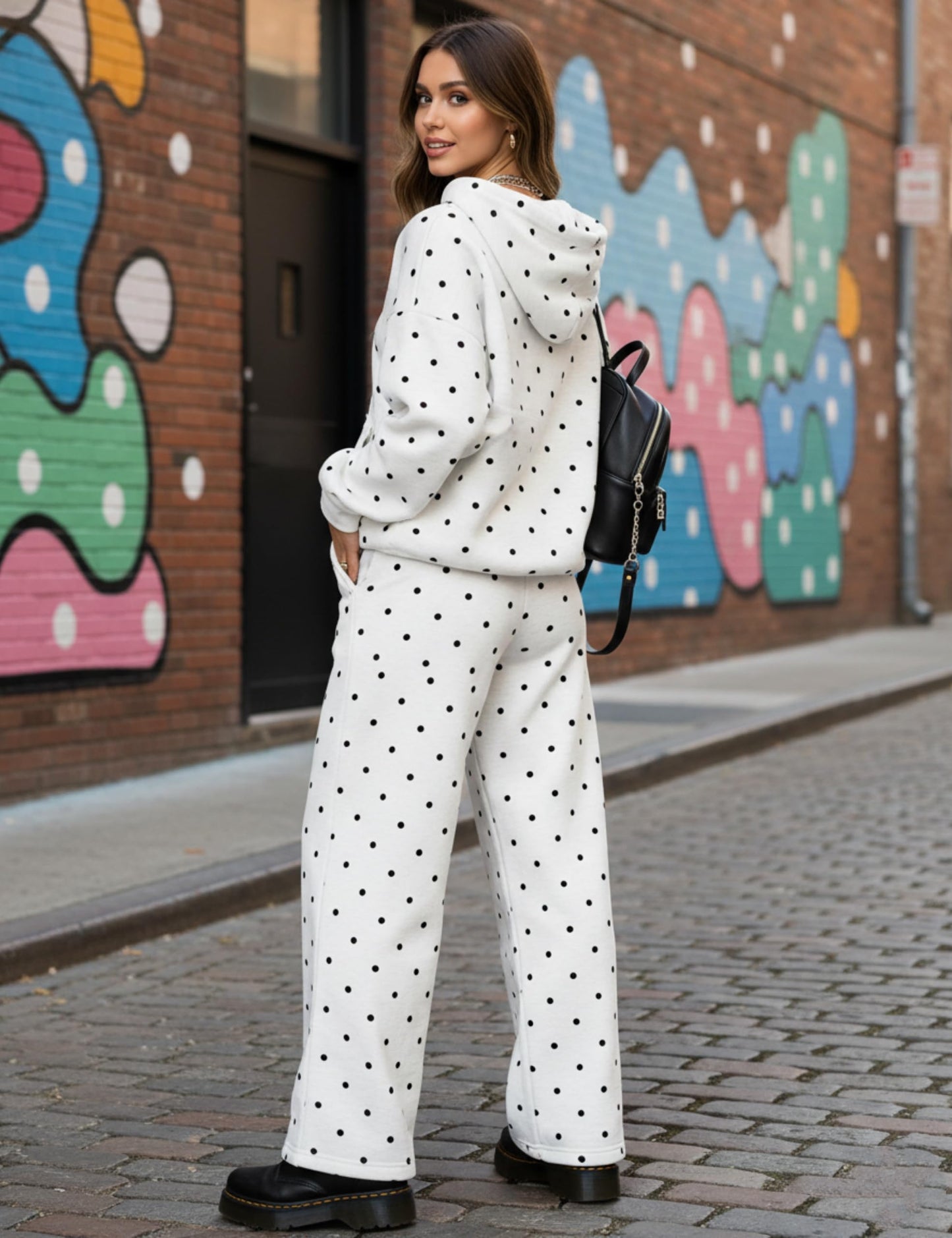 Polka Dot Hoodie and Sweatpants Set