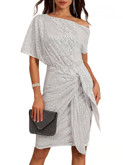Avora Tie-Wrap Sequin Midi Dress