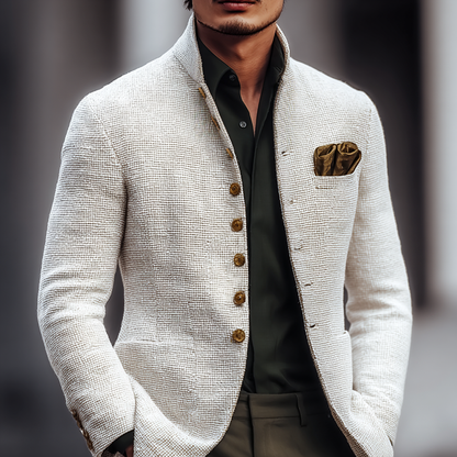 Solid Tweed Casual Jacket