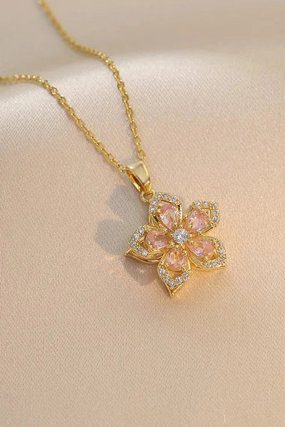 Blossom Rotating Flower Necklace – Gold Plated