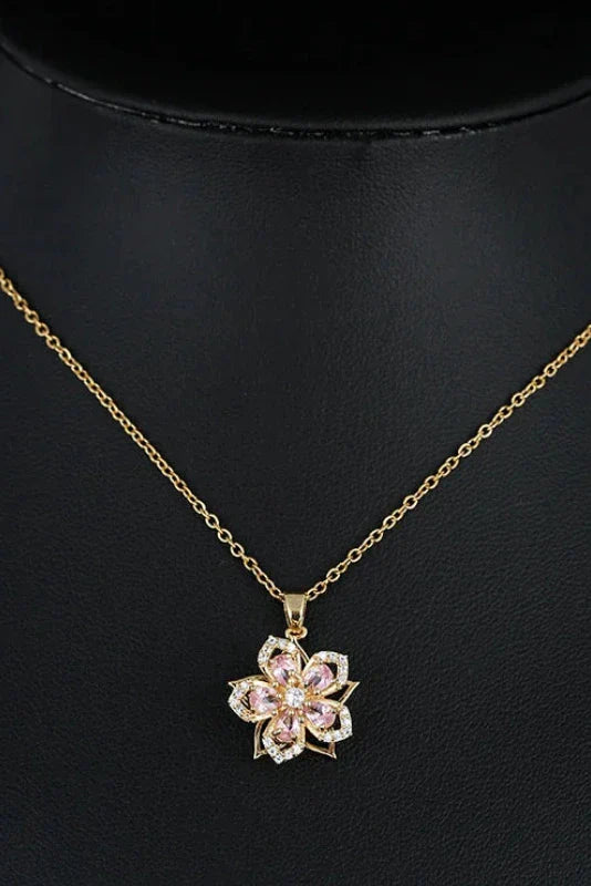 Blossom Rotating Flower Necklace – Gold Plated