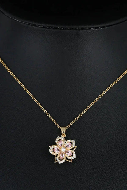 Blossom Rotating Flower Necklace – Gold Plated