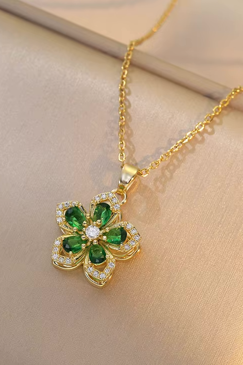 Blossom Rotating Flower Necklace – Gold Plated