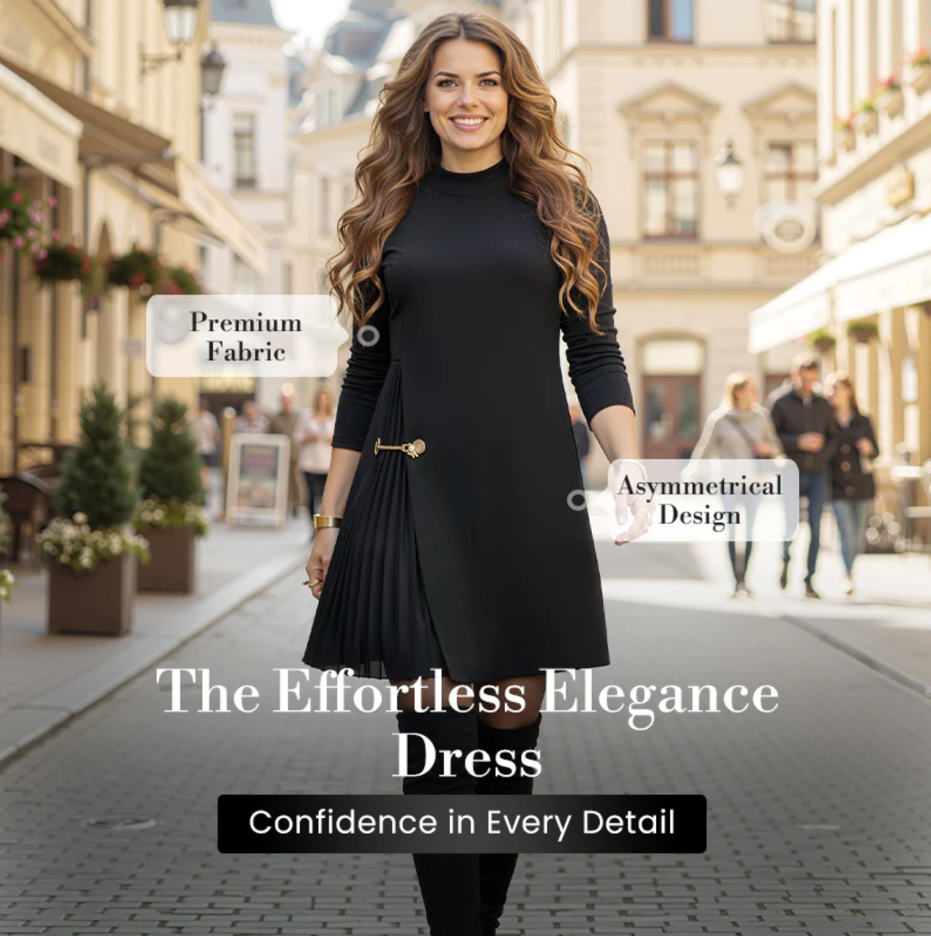 PLEATED LONG SLEEVED MINI DRESS