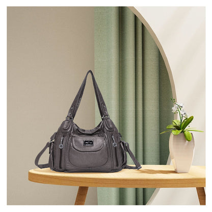 Women  handbag with High Quality Washed PU and Multi-pack