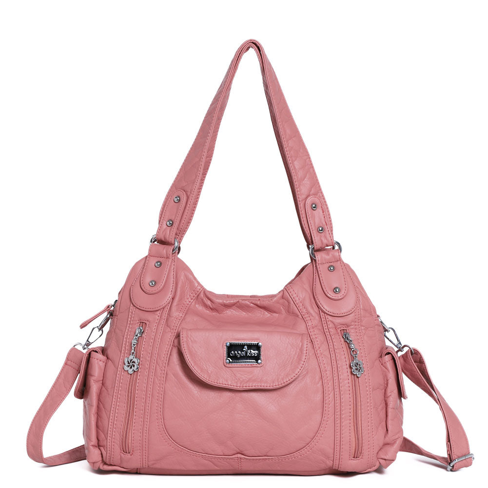 Women  handbag with High Quality Washed PU and Multi-pack