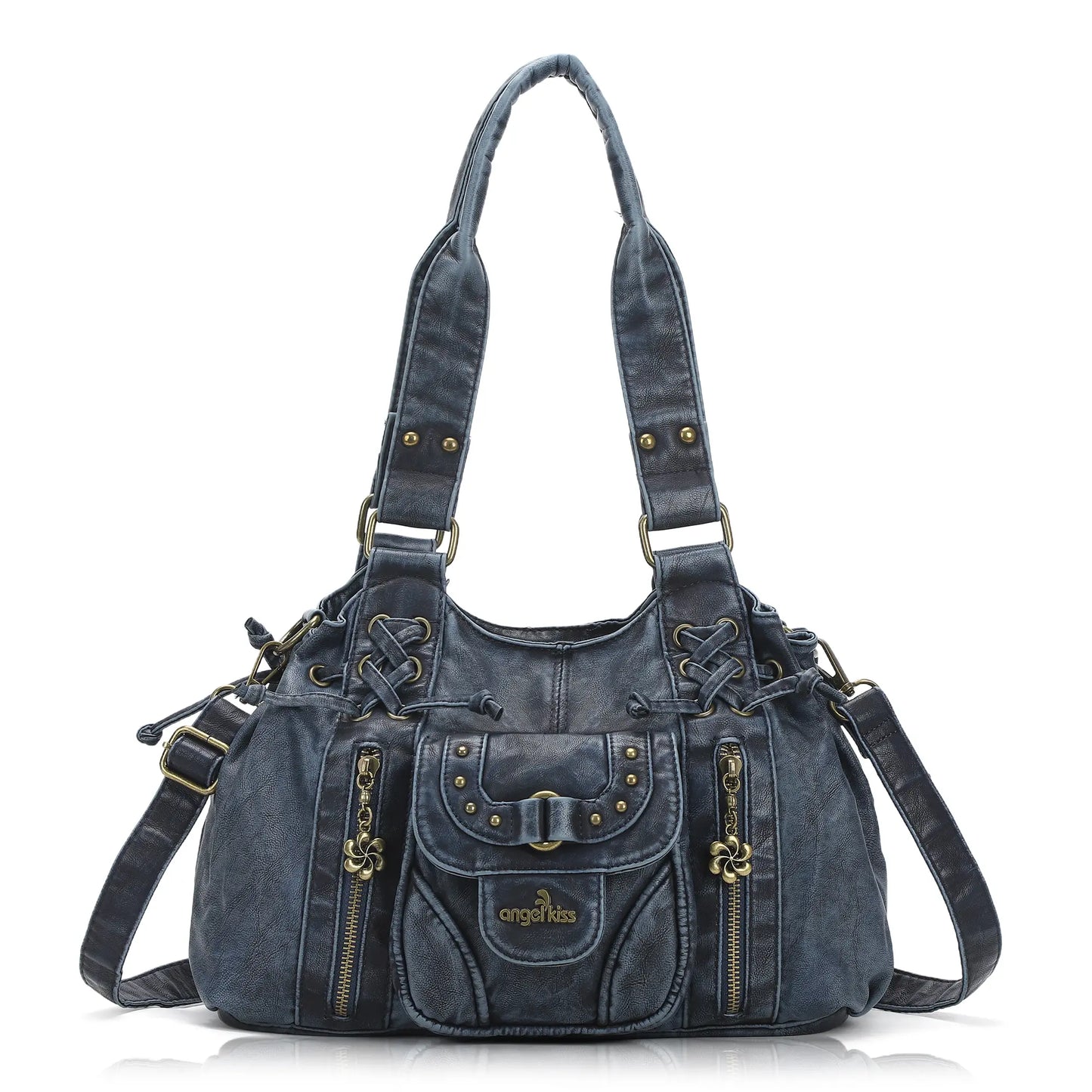 Vintage Multi-Pocket Satchel & Crossbody Bag