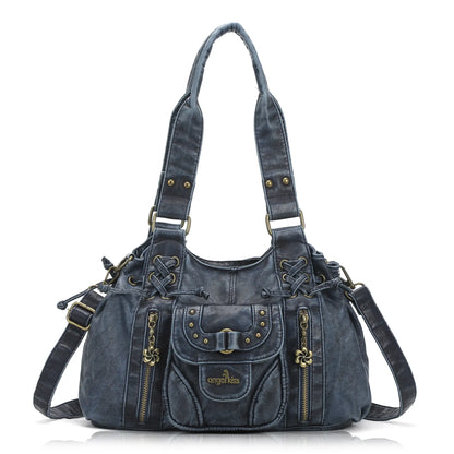 Vintage Multi-Pocket Satchel & Crossbody Bag