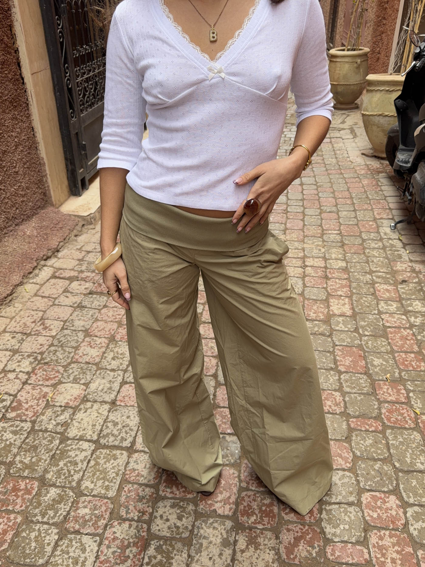 Suza pants with ribbed waist