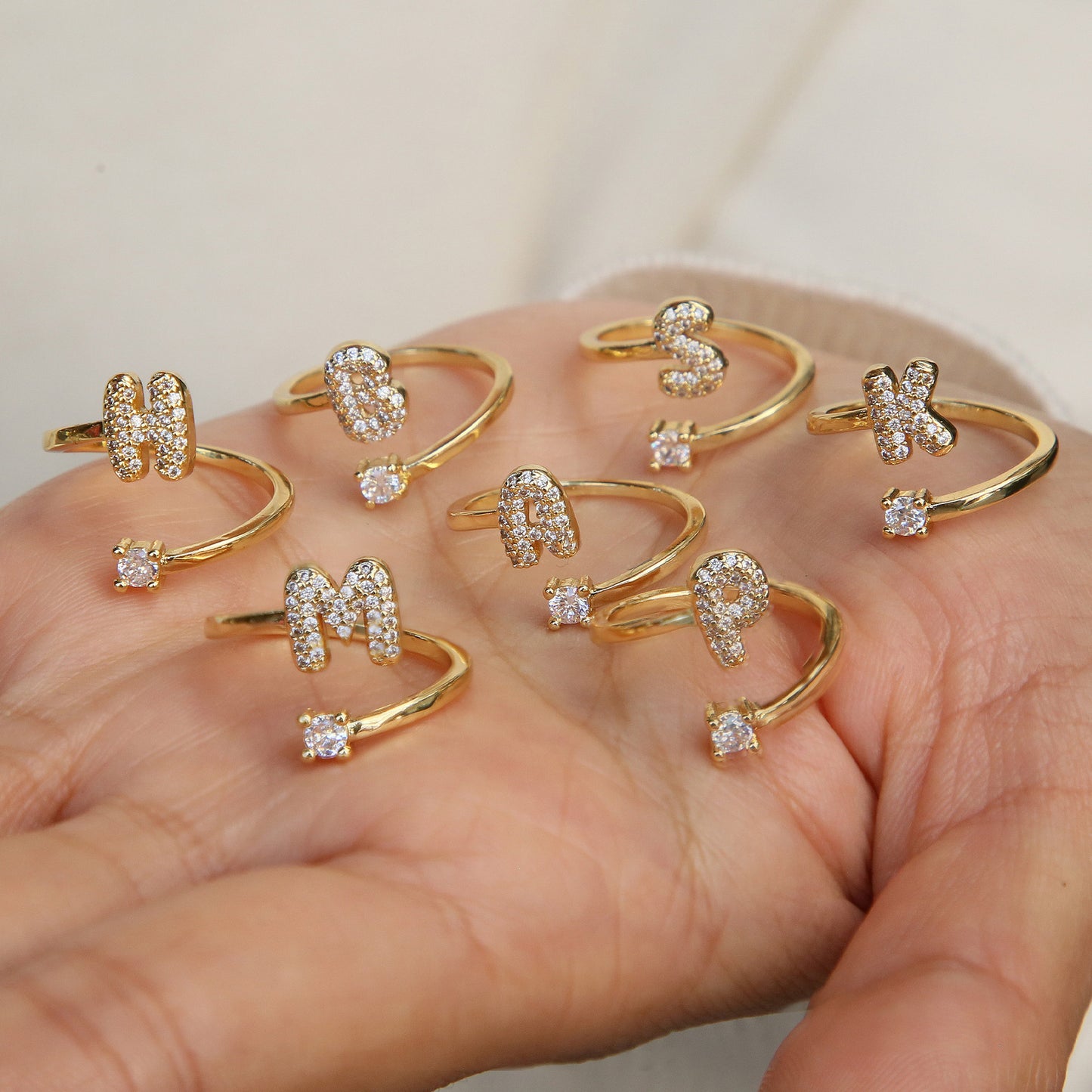 Retro Pavé Initial Ring