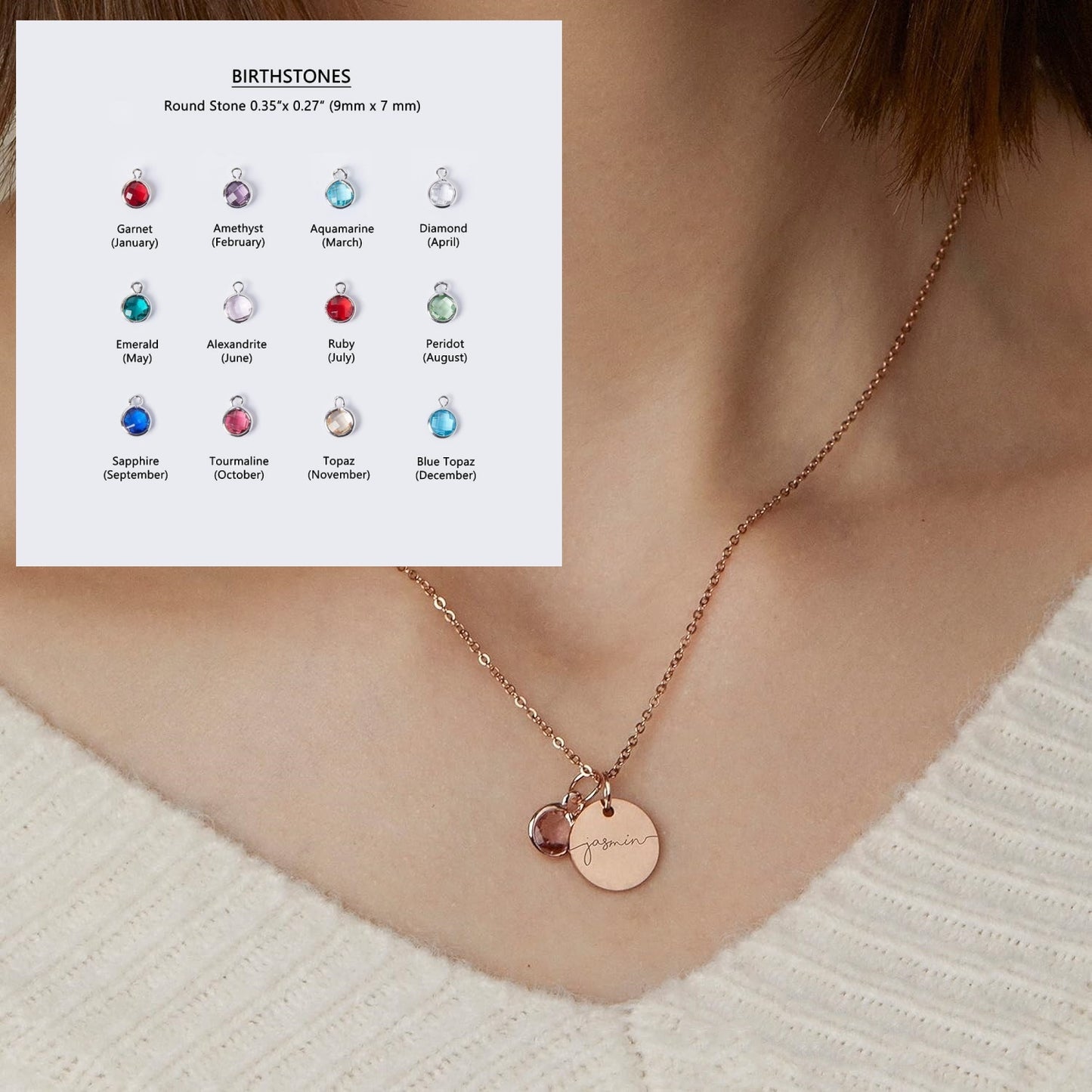 Personalized Name Birthstone Pendant