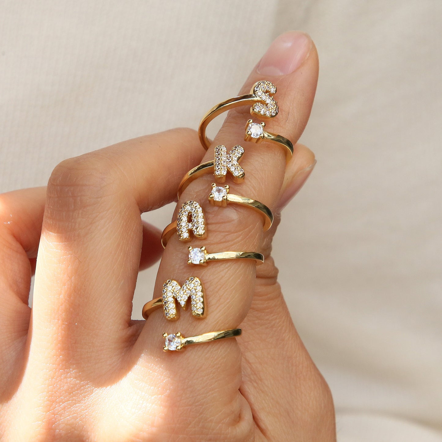 Retro Pavé Initial Ring