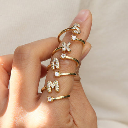Retro Pavé Initial Ring