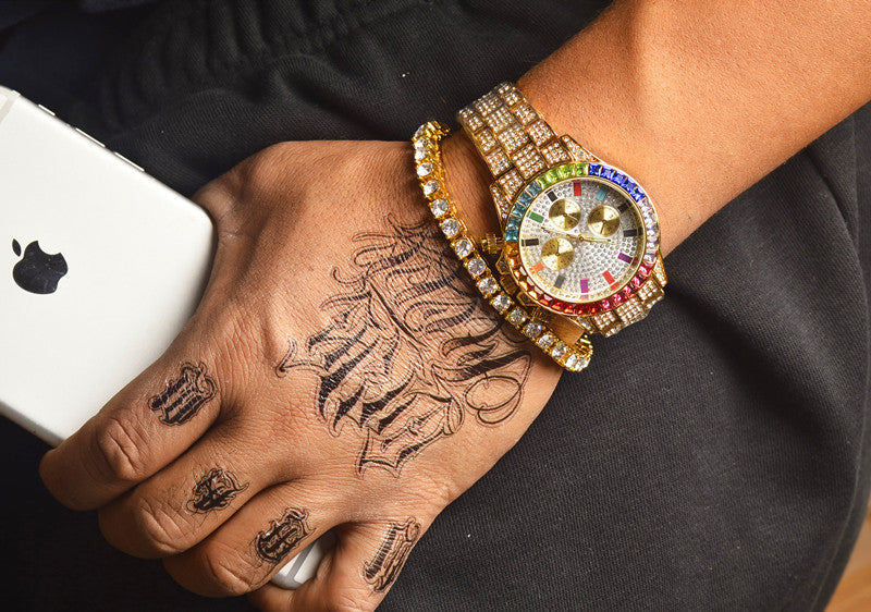 Colored Iced Out Drip Watch