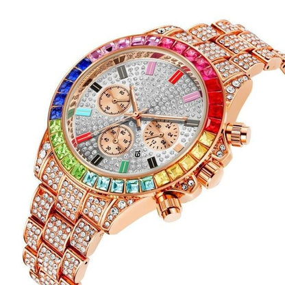Colored Iced Out Drip Watch